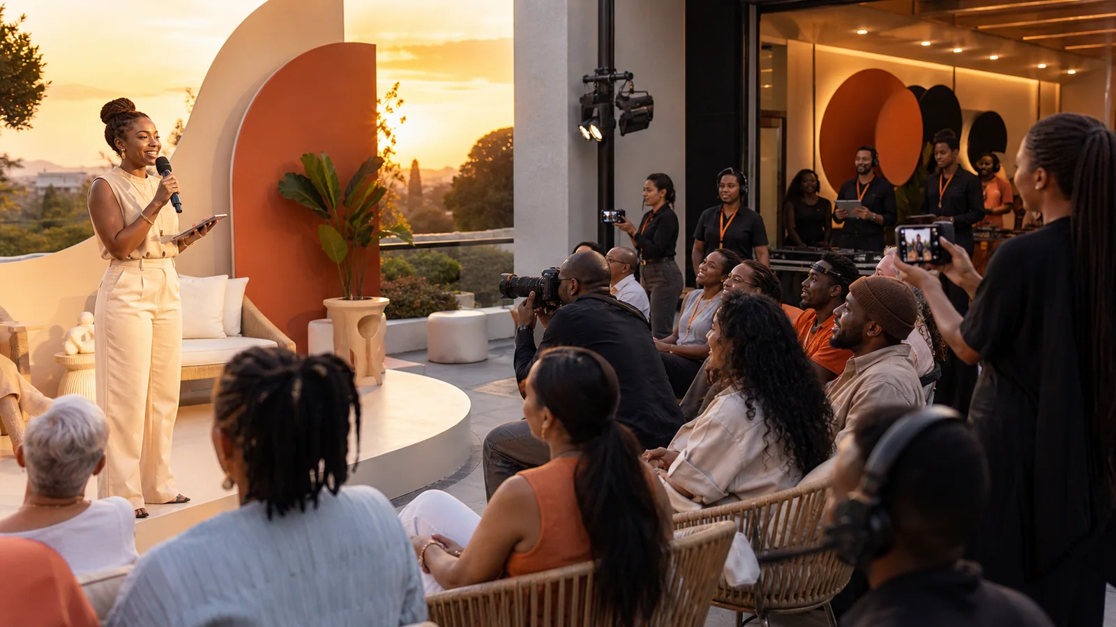 Event host engaging an audience during a live activation